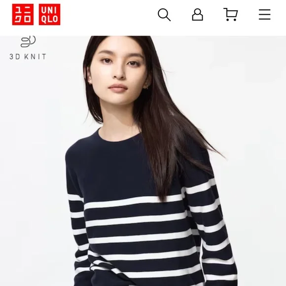 Uniqlo Sweaters Uniqlo Striped 3d Knit Cotton Sweater Poshmark